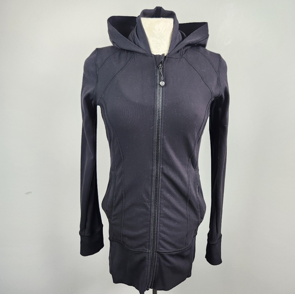 Lululemon Daily Practice Jacket Full Zip Black Hooded Sweatshirt Hoodie Size 6 - Picture 2 of 15